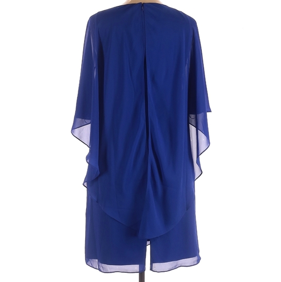 COLDWATER CREEK BLUE CHIFFON COCKTAIL DRESS, Size 6P - Picture 2 of 13